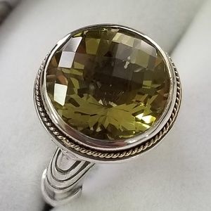 Sterling Silver and 18K EFFY Green Amethyst Ring